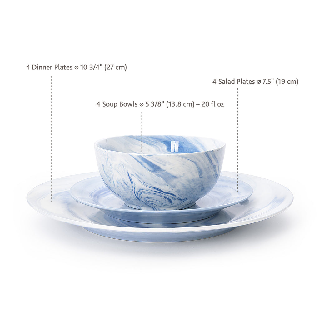 Divitis Home Fusion Porcelain Dinnerware Set 12 Piece, Black Round Plates  (Soup Bowls, Dinner Plates, Salad Plates), Dish Set, Dinner Plates and  Bowls